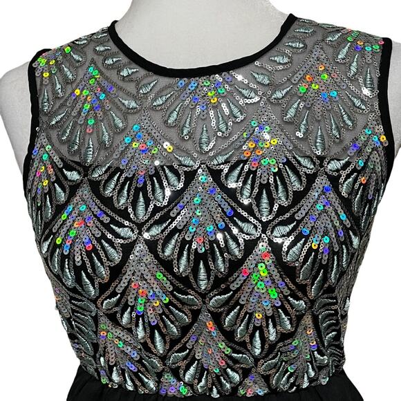 Sequin Mini Party Little Black Dress Chiffon Prom Dress Juniors Size 1 - Picture 4 of 16